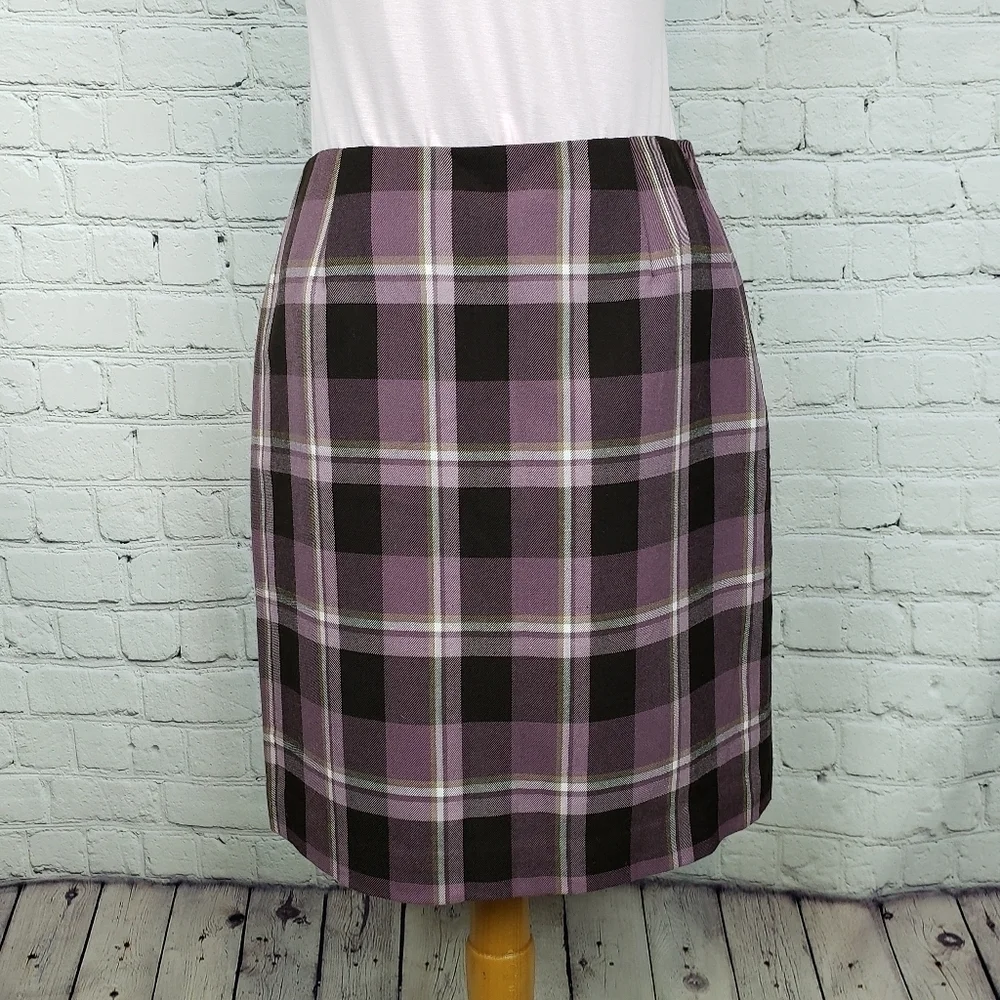 Nine West Plaid Pencil Skirt Retro Academia Grannycore 4P Classic Clueless